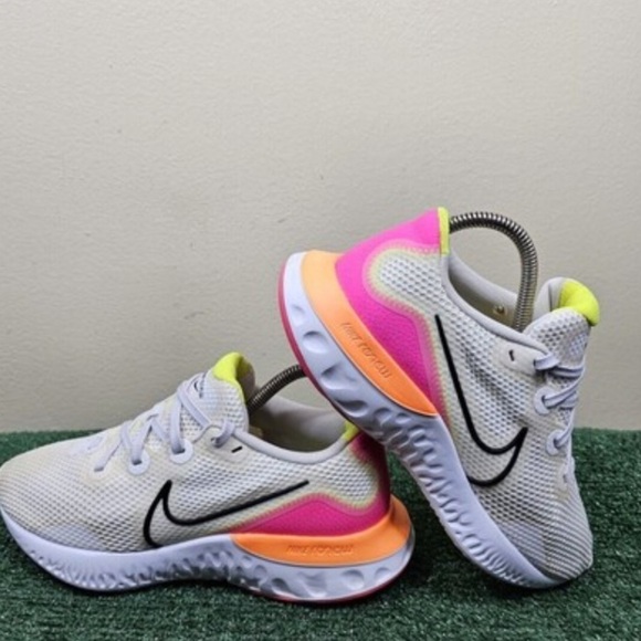 Nike Renew Run Womens Running Shoes White Pink Neon Size 9 CK6360-005 Low Top - Picture 7 of 12